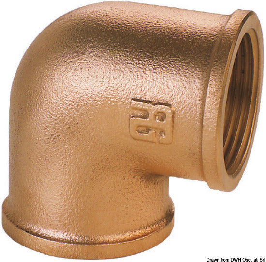 Codo Guidi de 90 grados hembra-hembra de bronce de 1/2 pulgada
