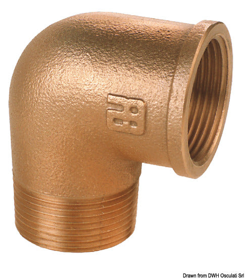 Codo Guidi de 90 grados macho-hembra de bronce de 1/2 pulgada