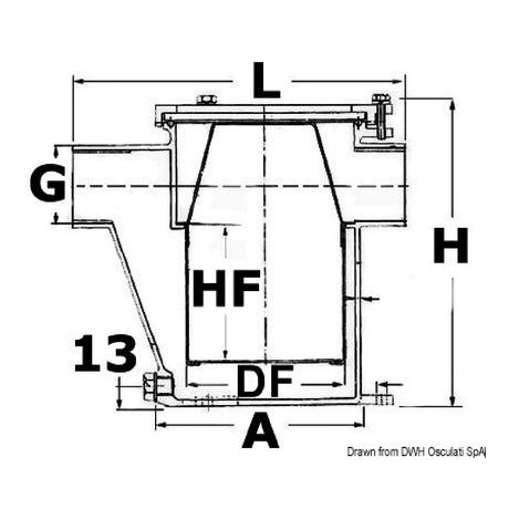 Osculati Filtro acqua raffreddamento motore conforme RINA 17.653.02