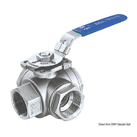 Osculati Valvola a sfera a 3 vie femmina/femmina/femmina deviatrice 17.722.01