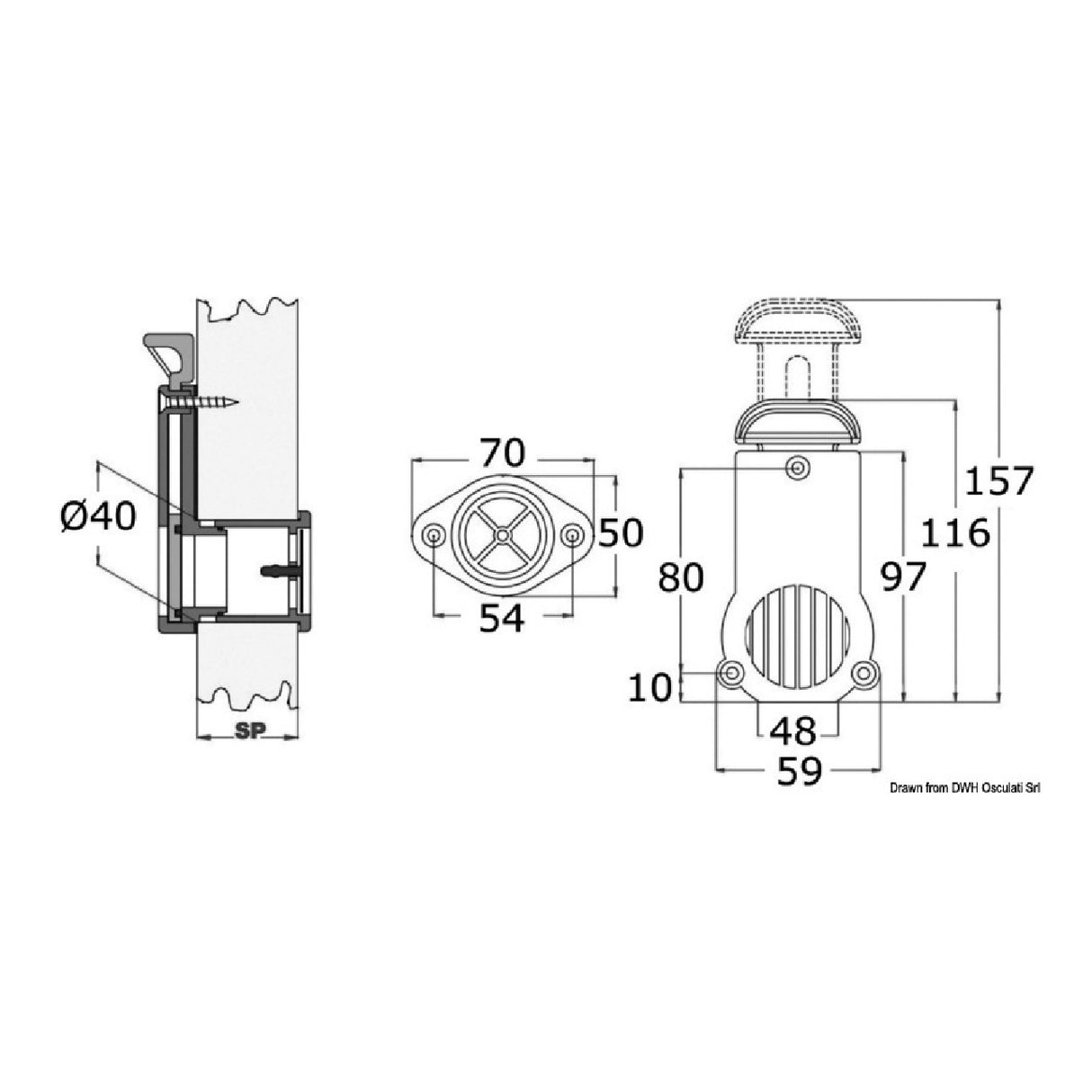 Scoprega Water Drain for Inflatable Boats with Shutter