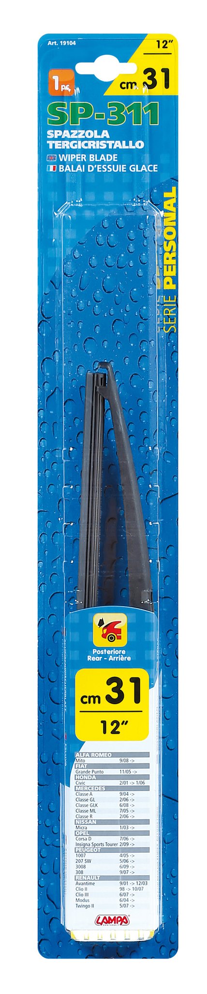 Lampa Personal, spazzola tergicristallo SP311 31 cm (12") posteriore 1 pz 19104