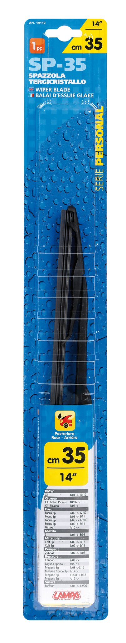 Lampa Personal, spazzola tergicristallo - SP35 - 35 cm (14") - posteriore - 1 pz 19112