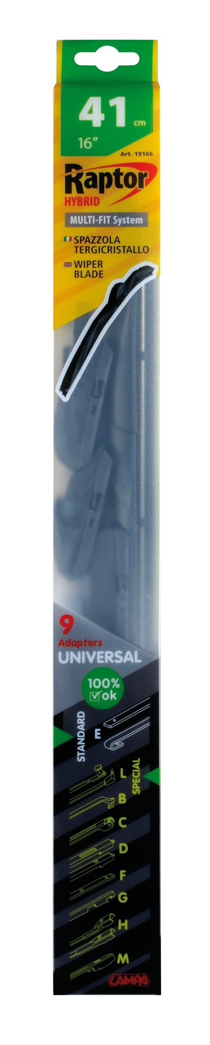 Lampa Raptor Hybrid, spazzola tergicristallo - 41 cm (16") - 1 pz 19166