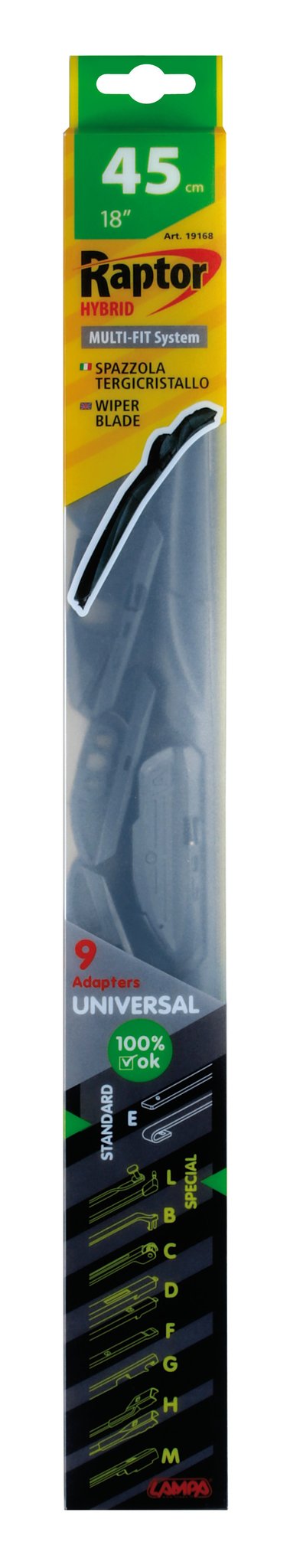 Lampa Raptor Hybrid, spazzola tergicristallo - 45 cm (18") - 1 pz 19168