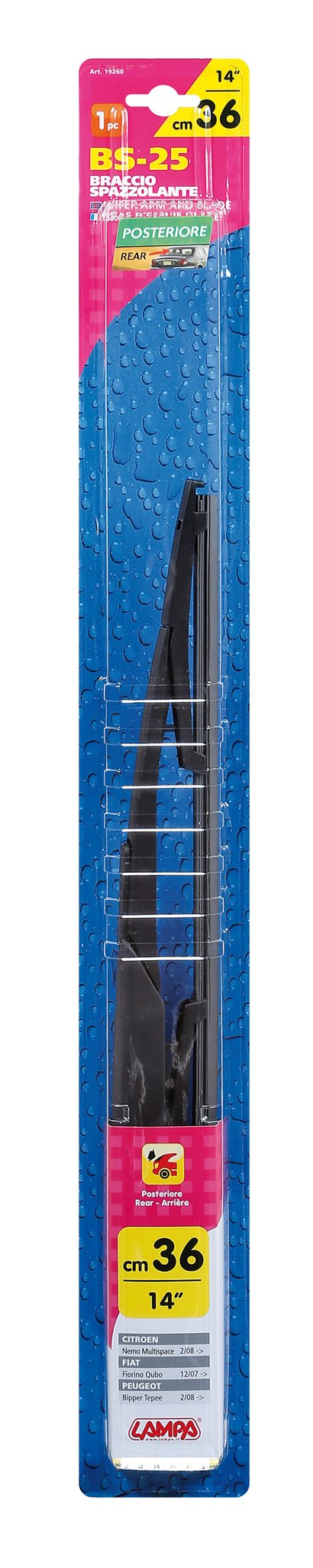 Lampa Braccio spazzolante - BS25 - 36 cm (14") - posteriore - 1 pz 19260
