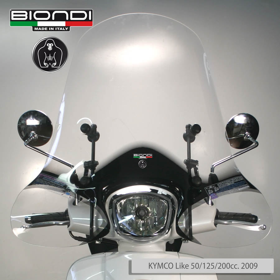 Biondi Club Parabrezza Scooter Trasparente con Serigrafia Nera - Solo Schermo