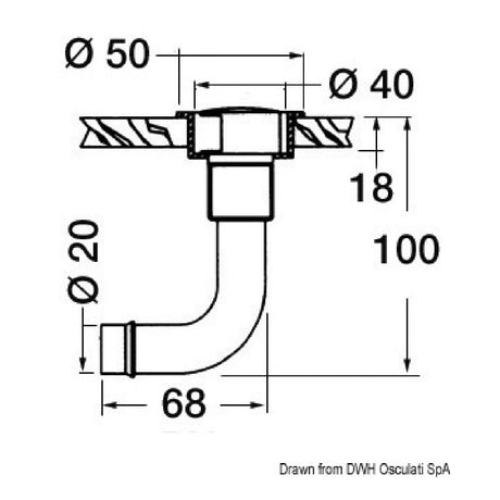 Osculati Flush chromed brass fuel vent 90 20.285.01