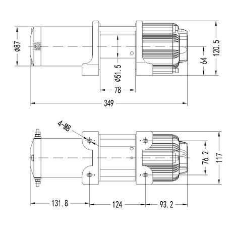 Trem Arganello elettrico per alaggio motore W 800Cavo d. 5,5 mm x 15 mt.