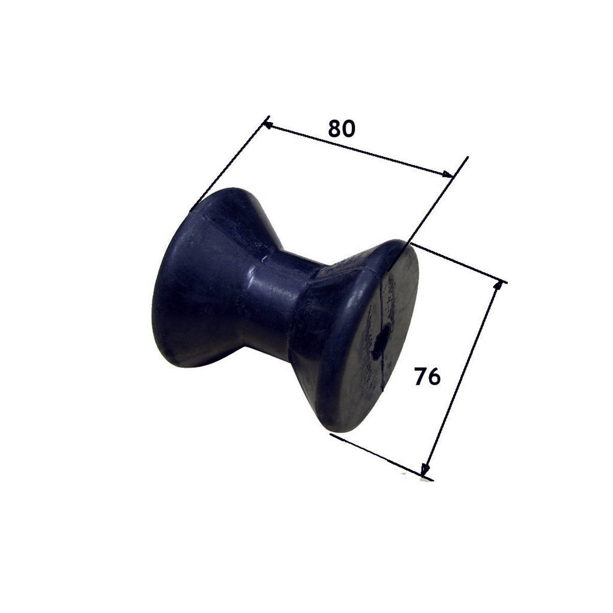 Trem Central roller in PVC Hole d. mm 14 Hole d. mm 14 dimensions - mm 76x80