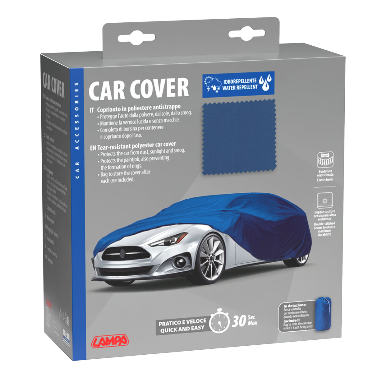 Lampa Water-Repellent Polyester Car Cover Smart Fortwo and Fortwo Cabrio - cm 270x154x155