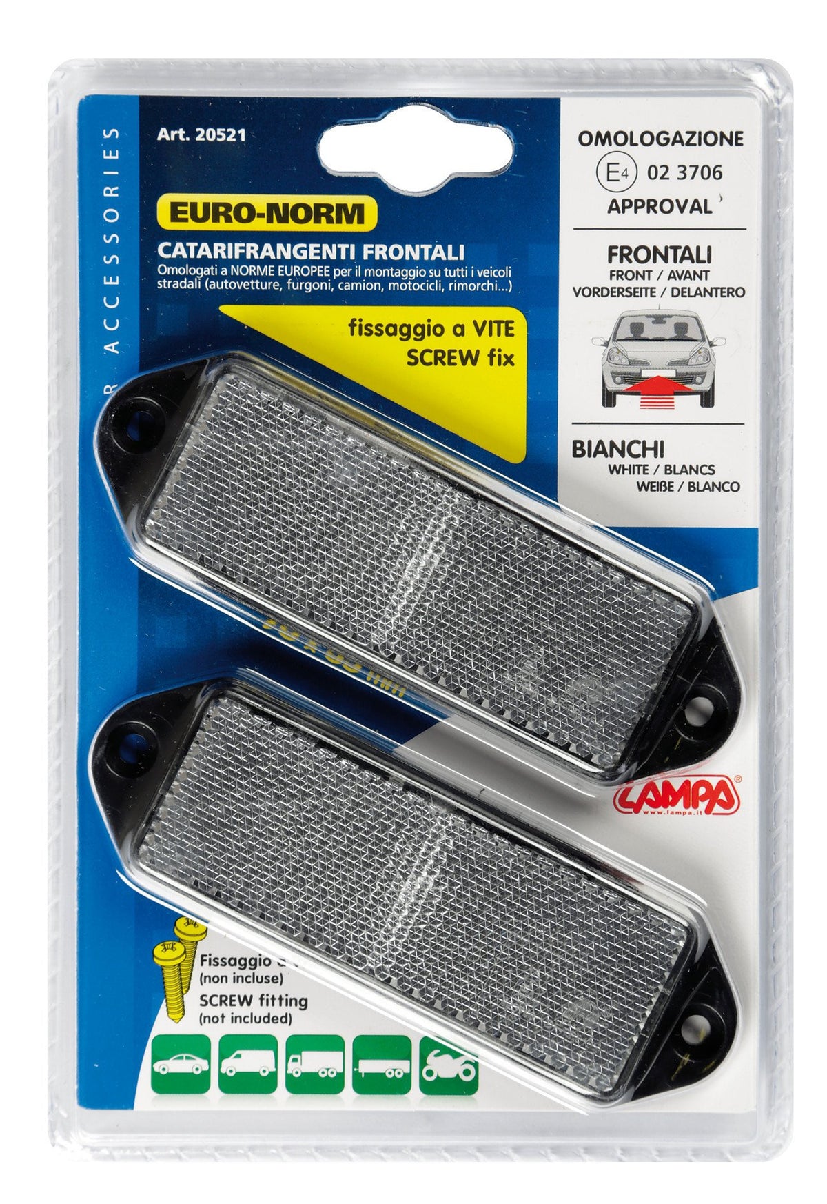 Lampa Catarifrangenti Rettangolari 90x35 mm Bianchi