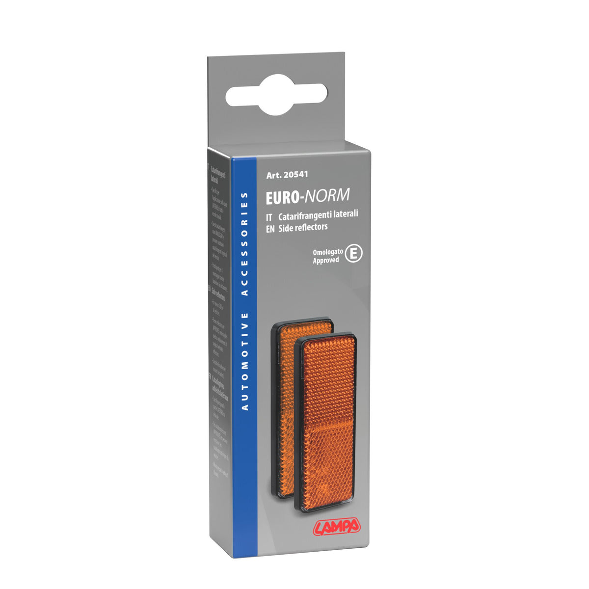 Lampa Euro-Norm, catarifrangenti rettangolari - 90x35 mm - Arancio 20541