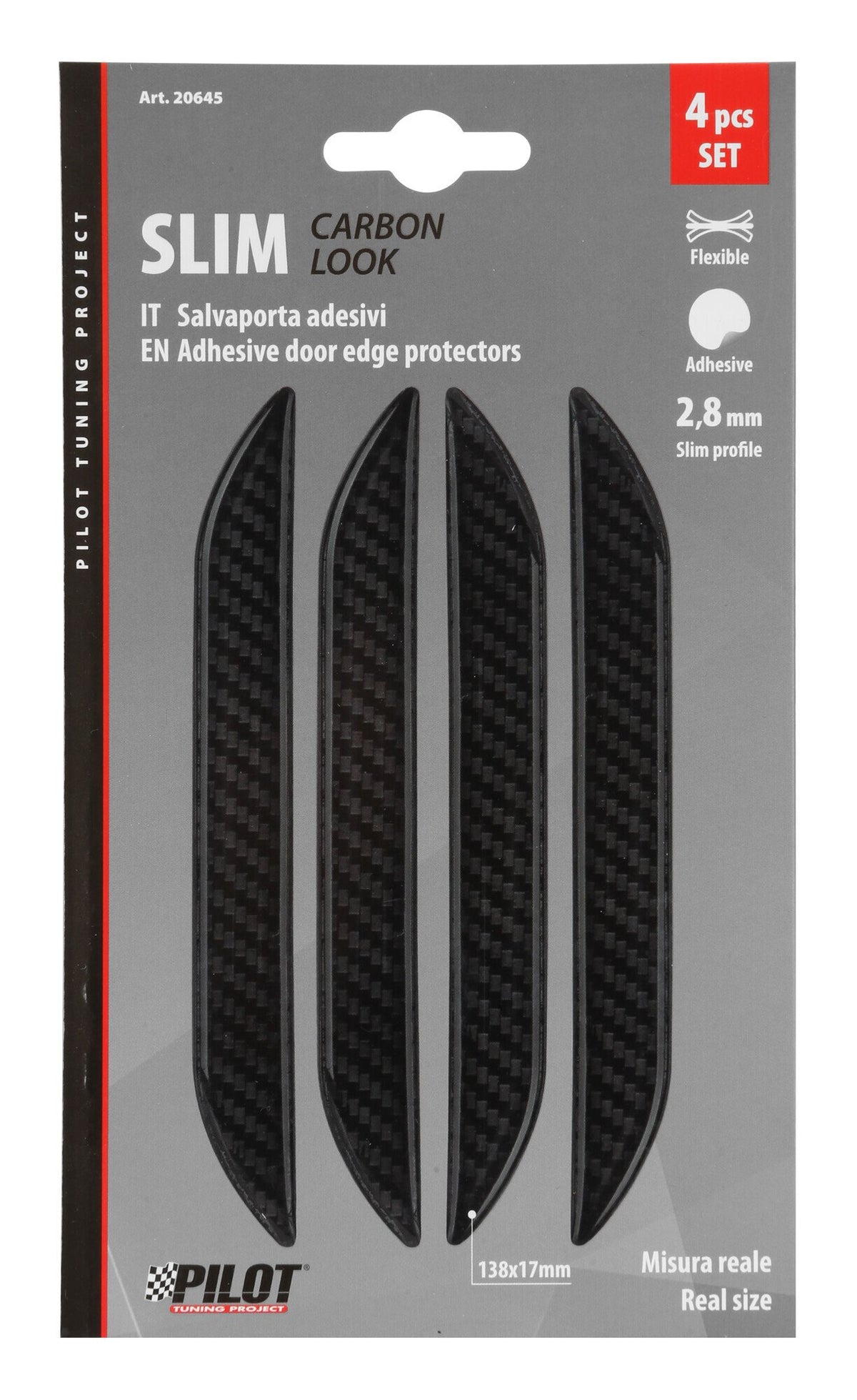 Pilot Slim, set 4 salvaporta adesivi - Carbon Look