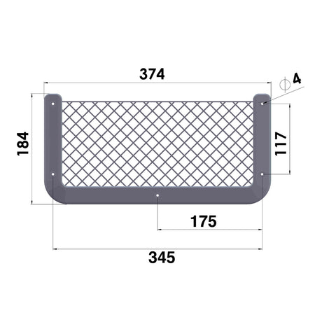 Trem Black storage net dimensions mm 184x374