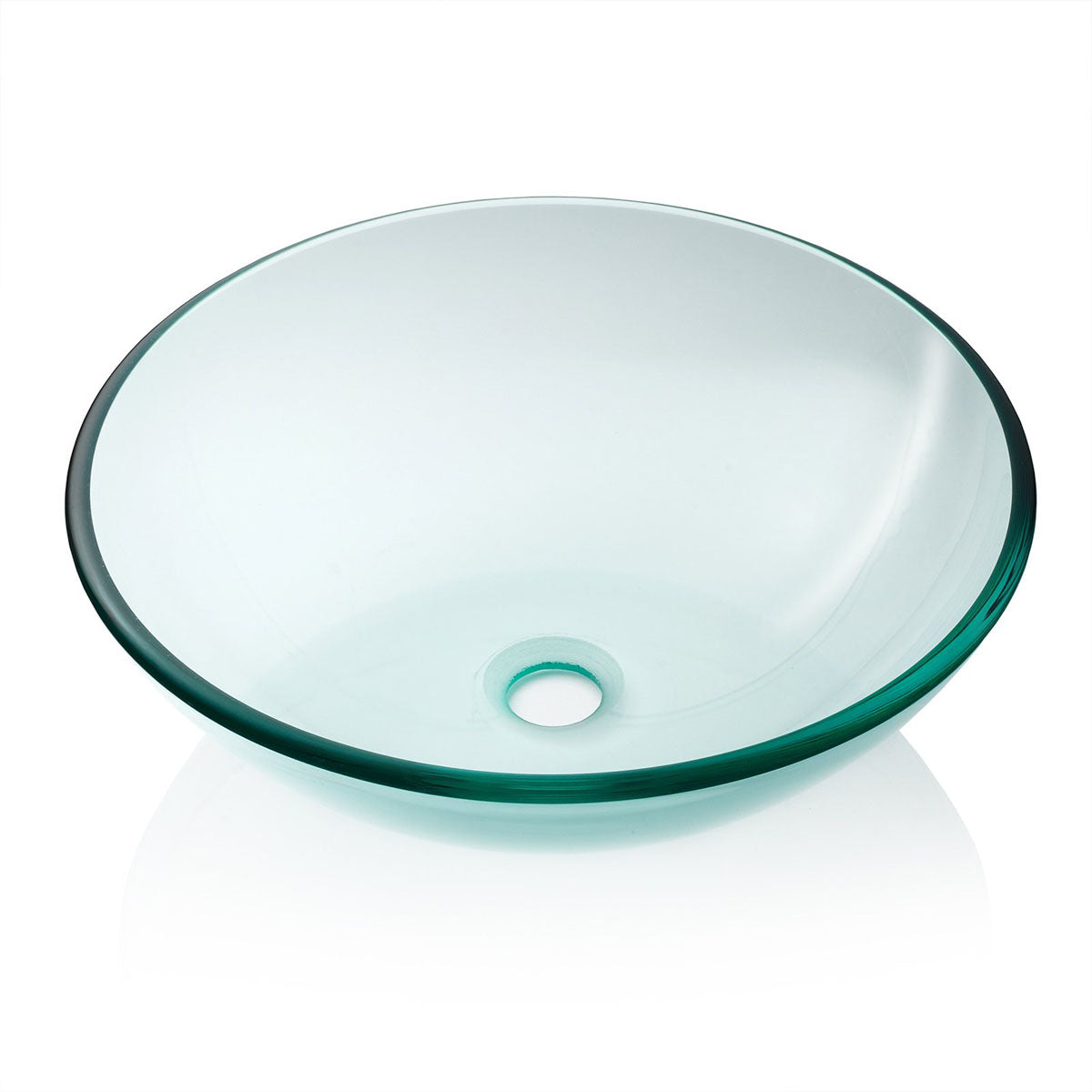 Trem Halbkugelförmiges Waschbecken aus transparentem Glas, Durchmesser 350 mm