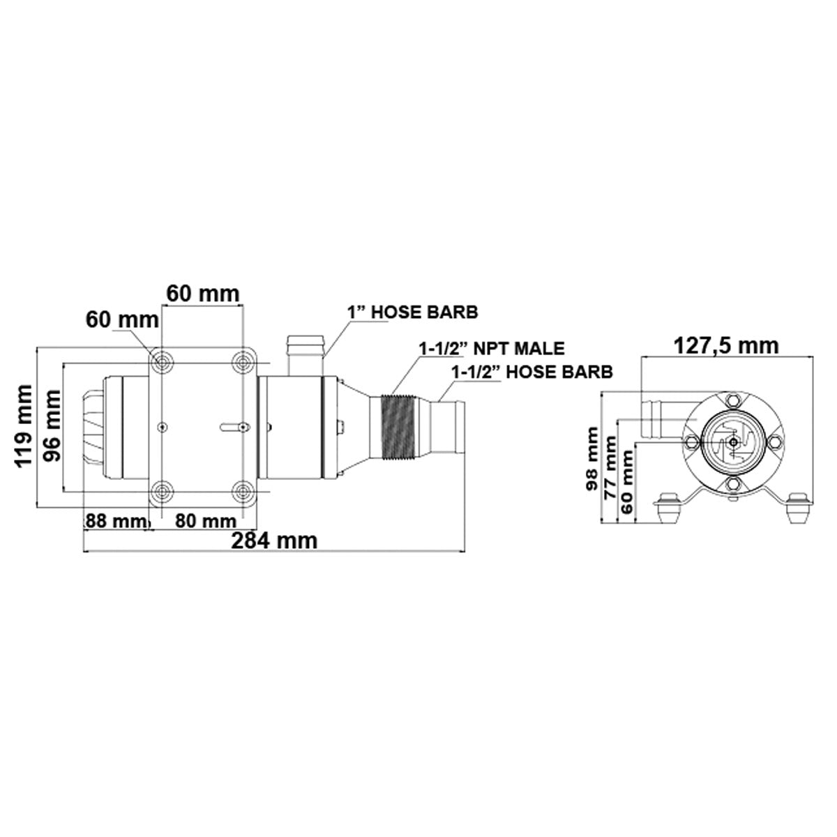 Macerador Trem para WC Volts 12 Lt./min. 45mm 355x133x110