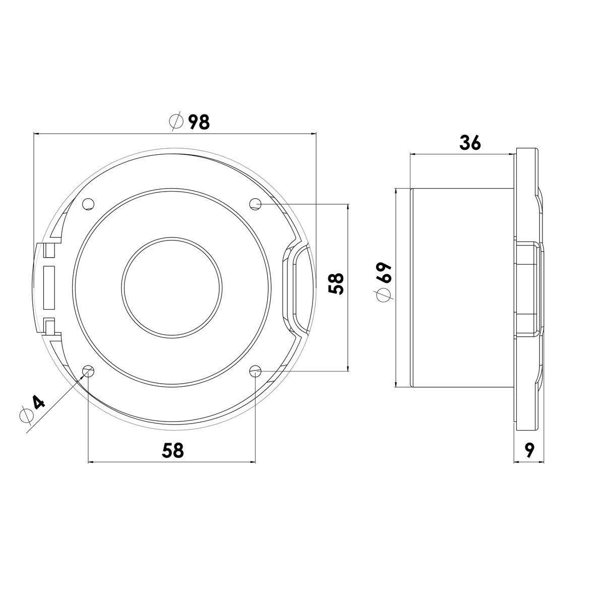 Aqua Box completo di innesto rapidoIngombro esterno Outer size d. mm 98