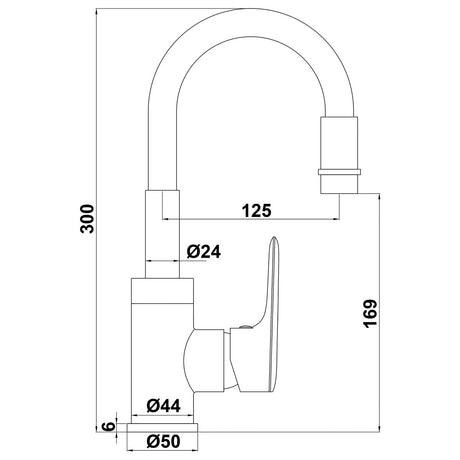 Aqua Mixer Tap with Flexible Spout for Kitchen Sink, Black