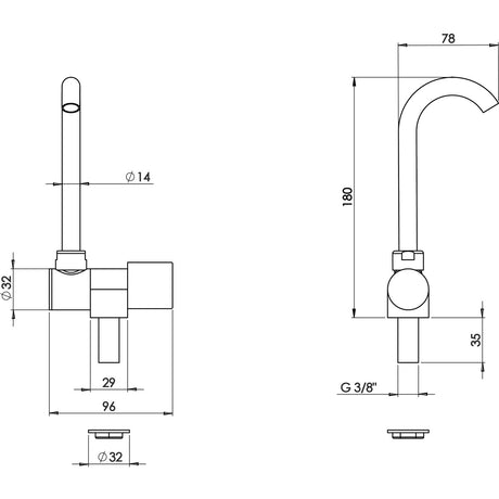 Aqua Kaltwasserhahn mit niedrigem Auslauf