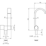 Aqua cold water tap with flat spout, black color, model SX