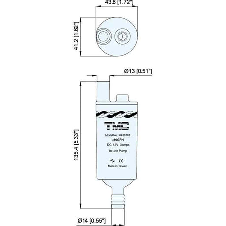 Tmc Pompa in linea Volts 12Lt./H 1060