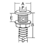 Grifo de mar Trem AISI 316 con conector de manguera de 1-1/4