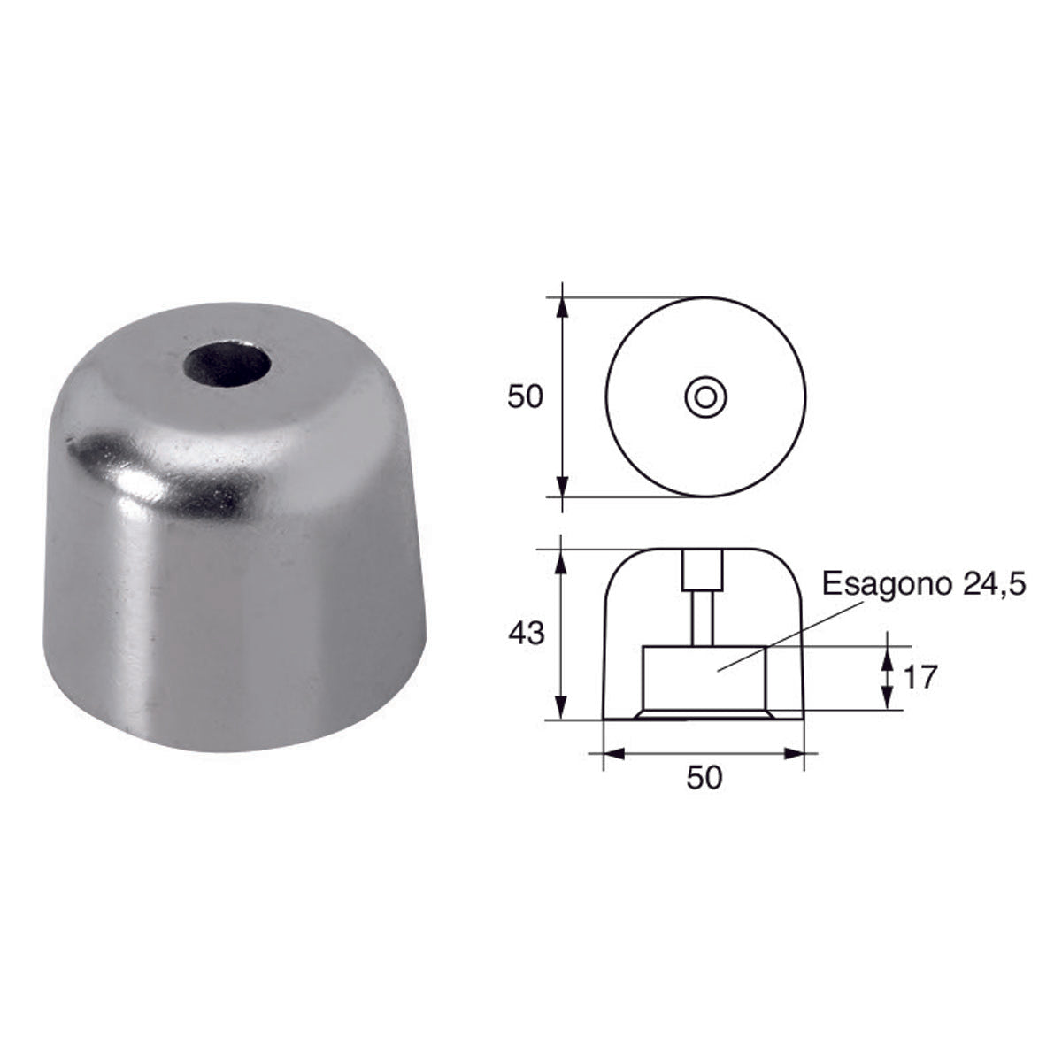 Fonp Anodo per assi ed eliche Vetus art. POLIPODIO OG034B