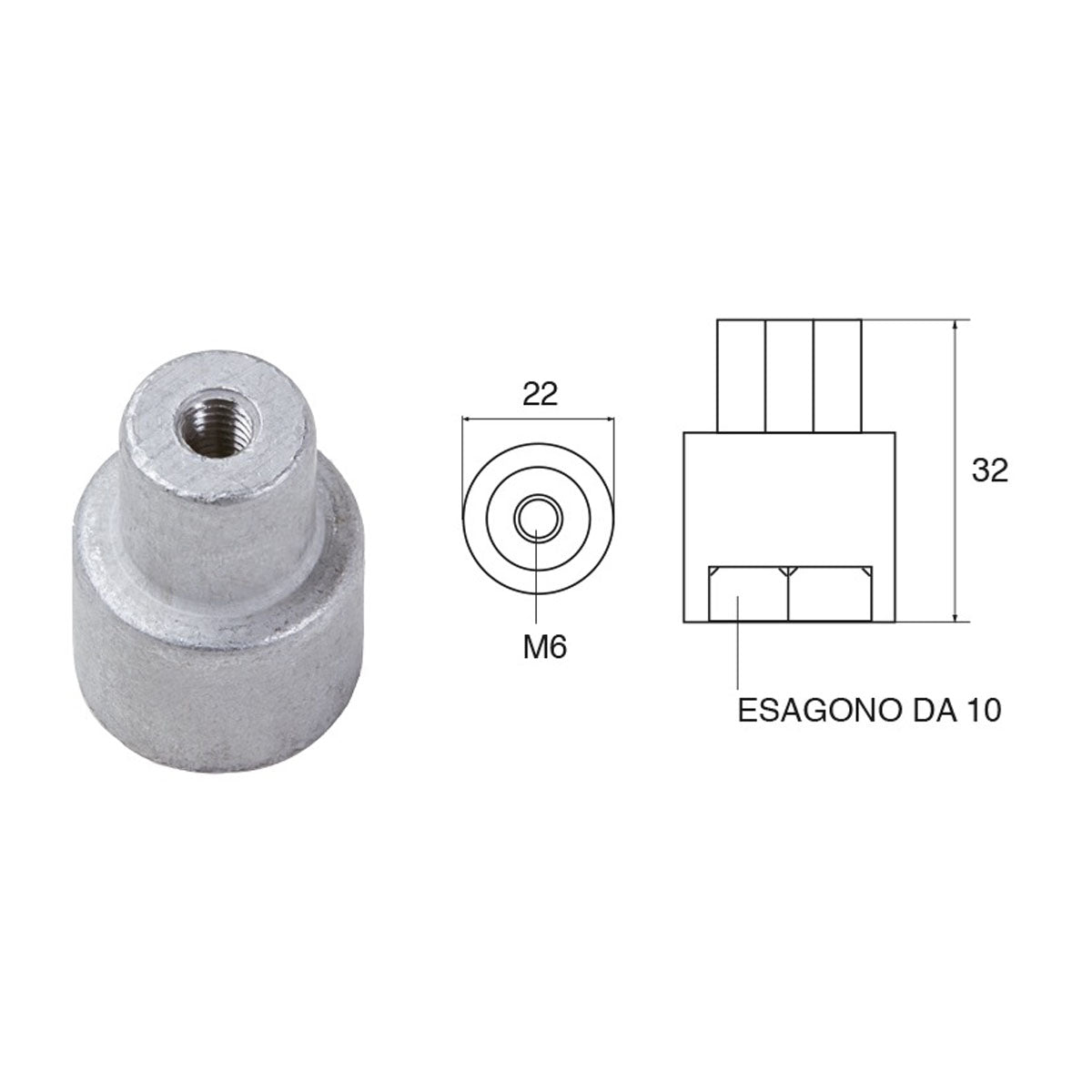 Fonp Anodo per motori Yamaha-Mariner art. POLIPODIO YA051