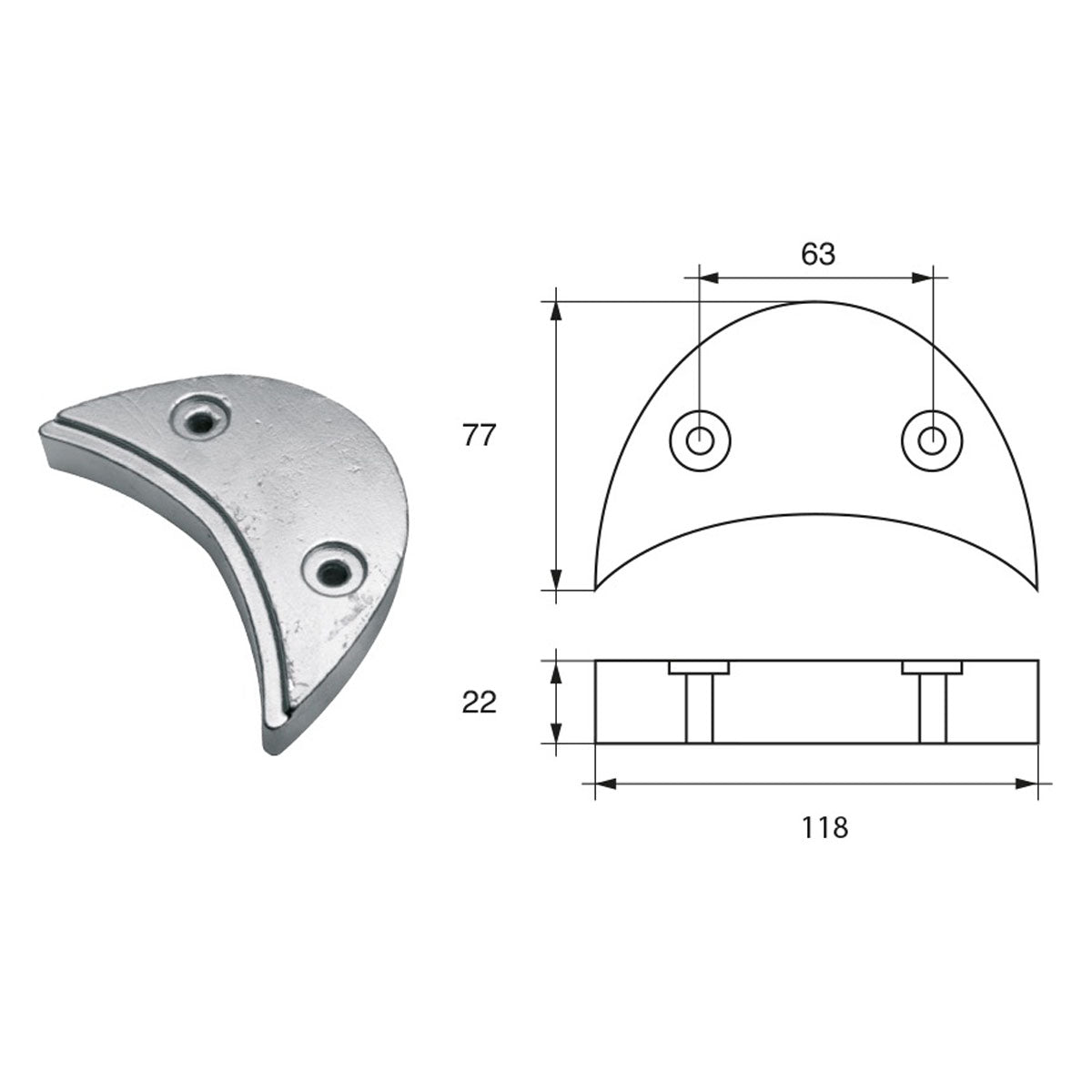 Ánodo Fonp para motores Bombardier (Johnson-Evinrude-OMC) artículo: POLIPODIUM OM003