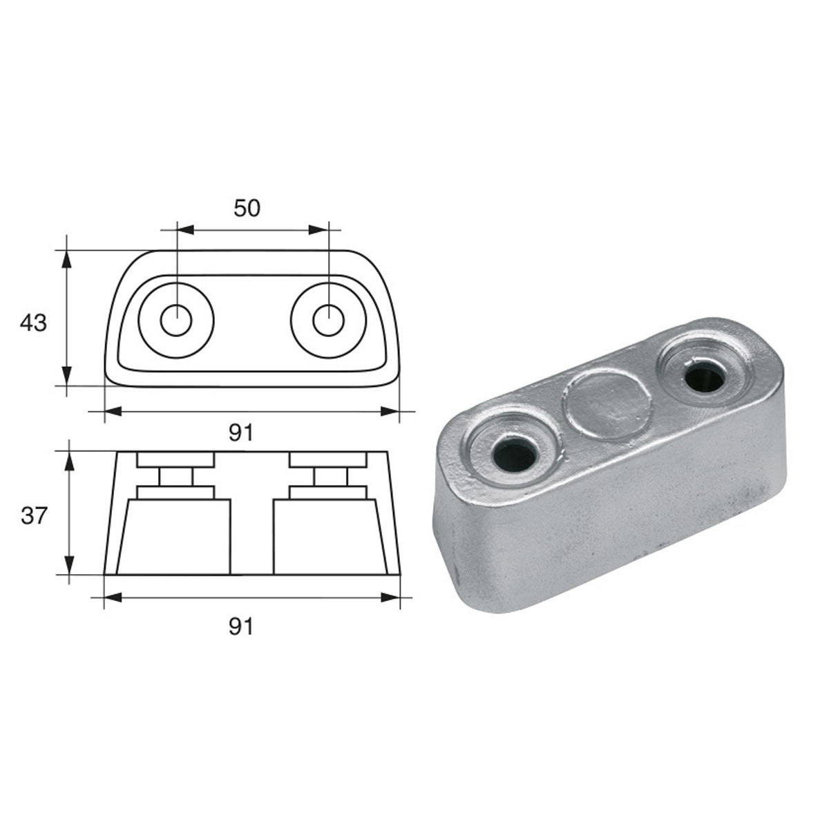 Ánodo Fonp para motores Bombardier (Johnson-Evinrude-OMC) artículo: POLIPODIUM OM019