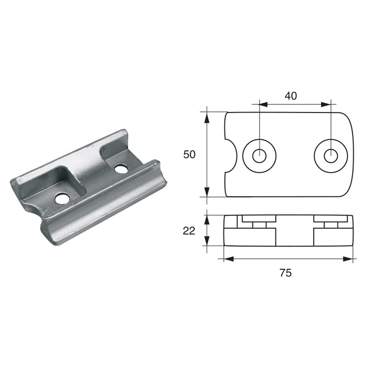 Ánodo Fonp para motores Bombardier (Johnson-Evinrude-OMC) artículo: POLIPODIUM OM021