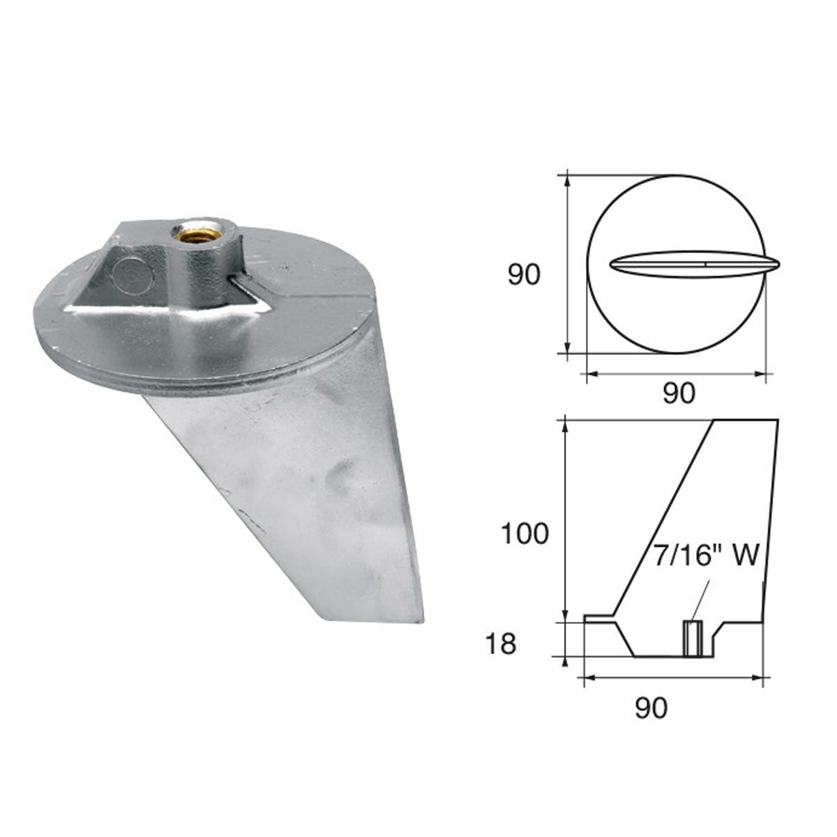 Fonp-Anode für Mercury-Mercruiser-Motoren, Artikelnummer: POLIPODIUM ME002