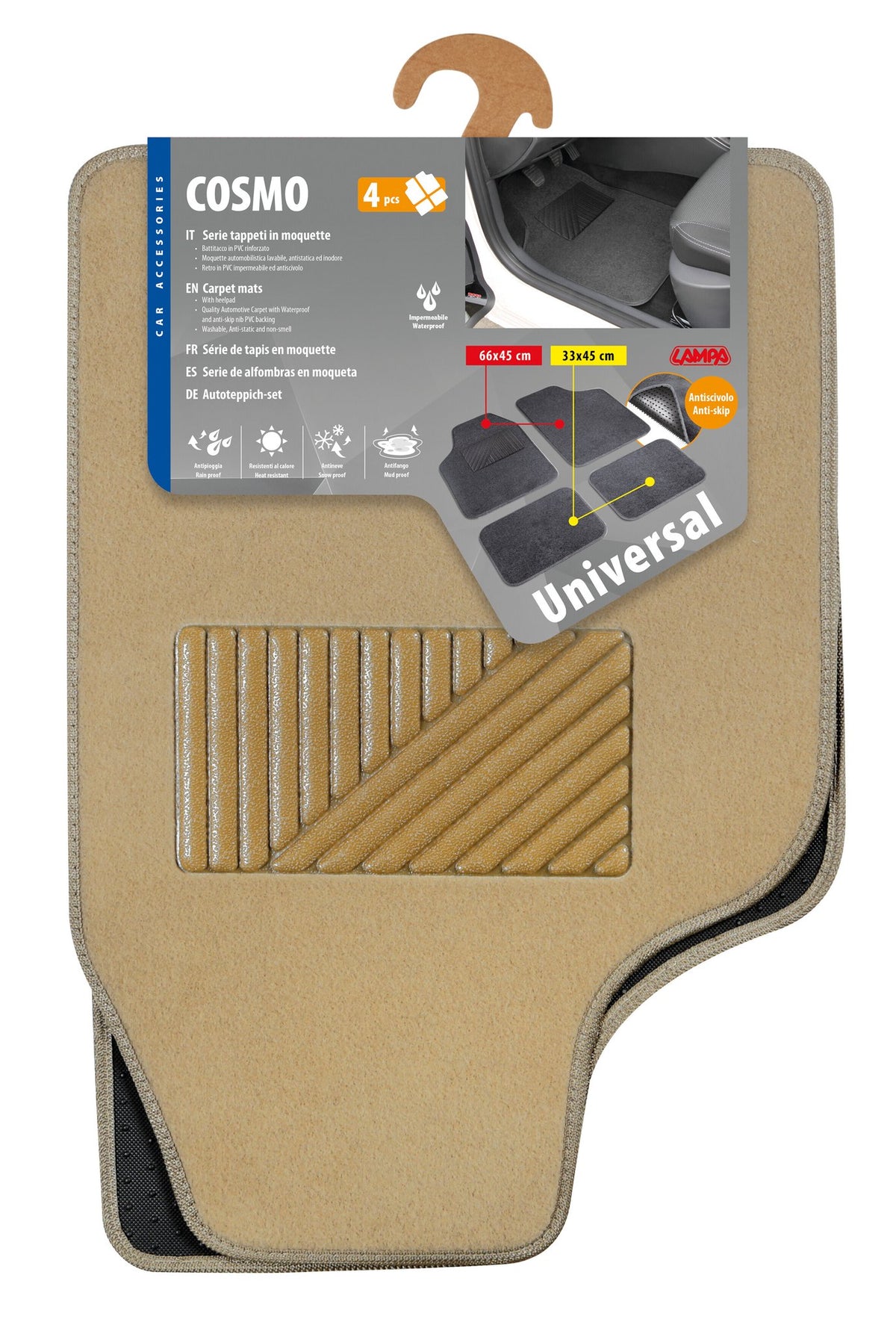 Lampa Cosmo, serie tappeti in moquette universali, 4 pz - Beige 25102