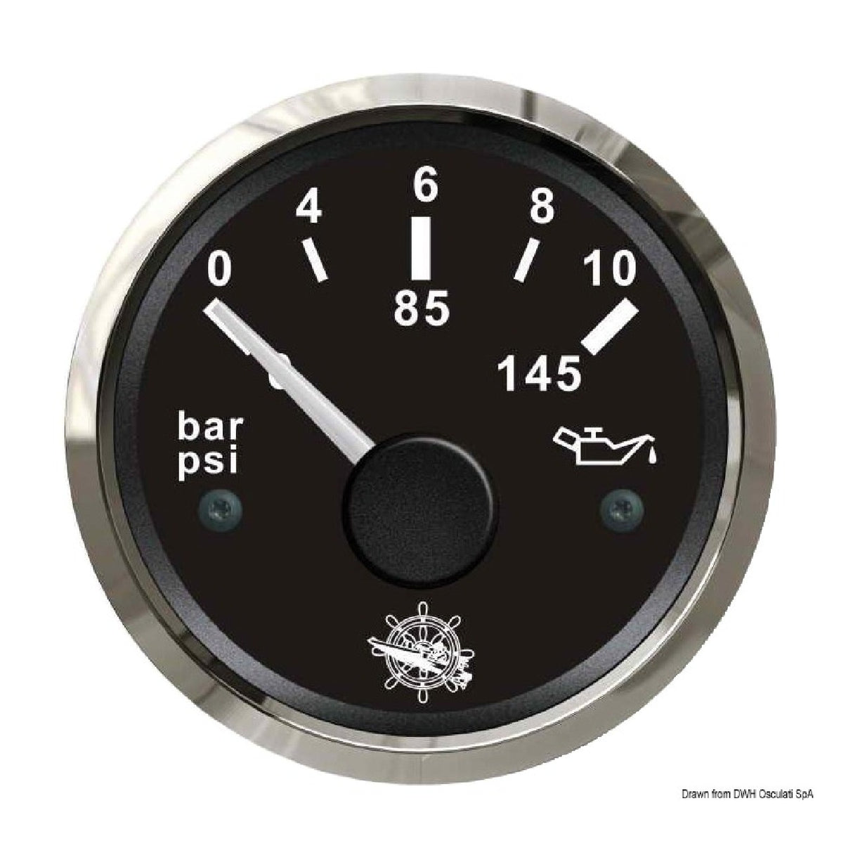 Osculati Öldruckanzeiger 0/10 bar schwarz/glänzend 27.321.11