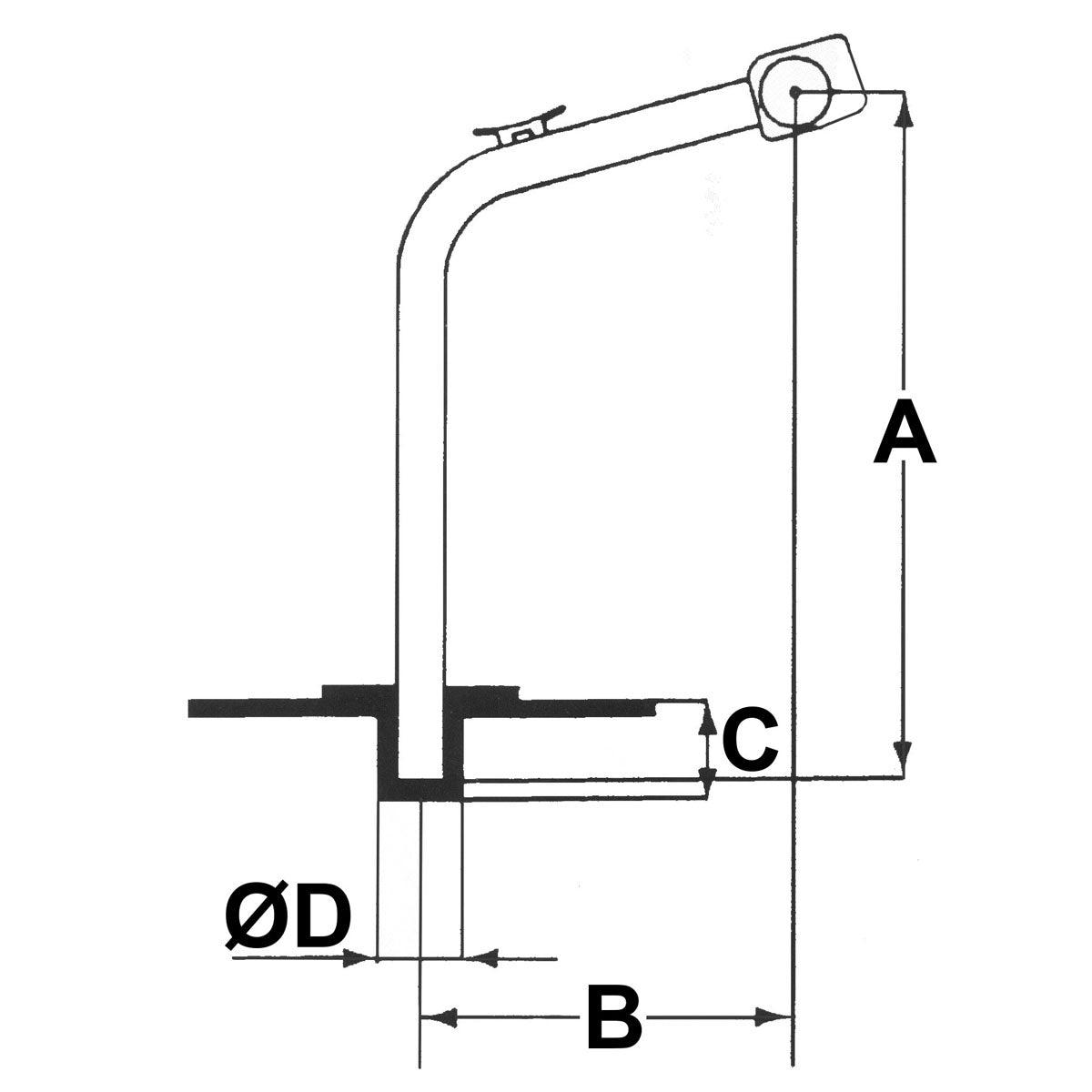 Grúa simple Trem para elevación de motores, acero Aisi 316, tubo de 40 mm, 1050 mm