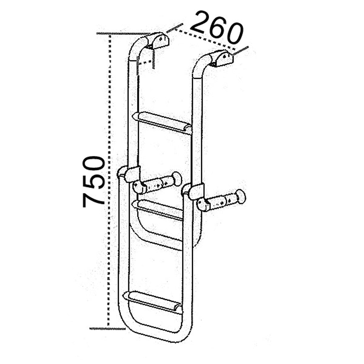 Trem Scaletta pieghevole per specchio di poppa Gradini 2 + 1 = 3