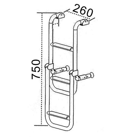 Trem Scaletta pieghevole per specchio di poppa Gradini 2 + 1 = 3