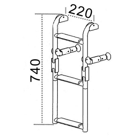 Trem Scaletta pieghevole per specchio di poppa Gradini 1 + 2 = 3