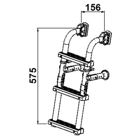 Trem Scaletta pieghevole per specchio di poppa Gradini 1 + 2 = 3