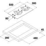 Can Piano cottura a gas in vetro cristallo da incasso modello PV1357