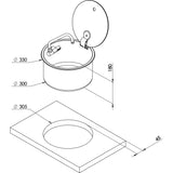 Can Lavello rondo con rubinetto abbattibile e coperchio in vetro temperato fumé modello LR1751