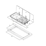 Can 2 burner hob with two-part smoked tempered glass lid right hand with drain and tap included