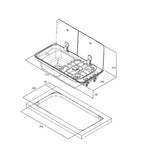 Can Piano cottura 2 fuochi con coperchio in vetro temperato fumè in due parti left hand con piletta e rubinetto inclusi