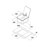 Can Lavello rettangolare rubinetto abbattibile coperchio vetro fumé LR1760