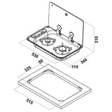 Can Built-in hob with smoked glass lid model FN1330