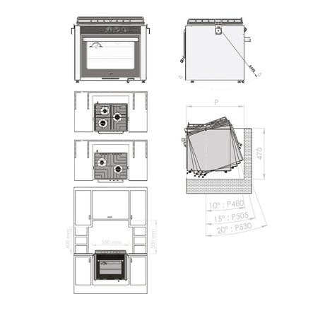 Can Cucina a gas con forno a snodo cardanico 2 fuochi CU2000