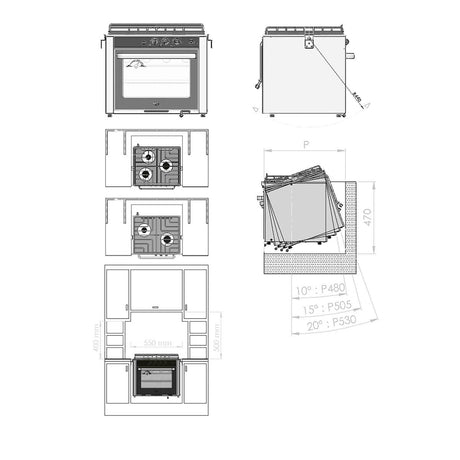 Can Cucina a gas con forno a snodo cardanico 3 fuochi CU3000