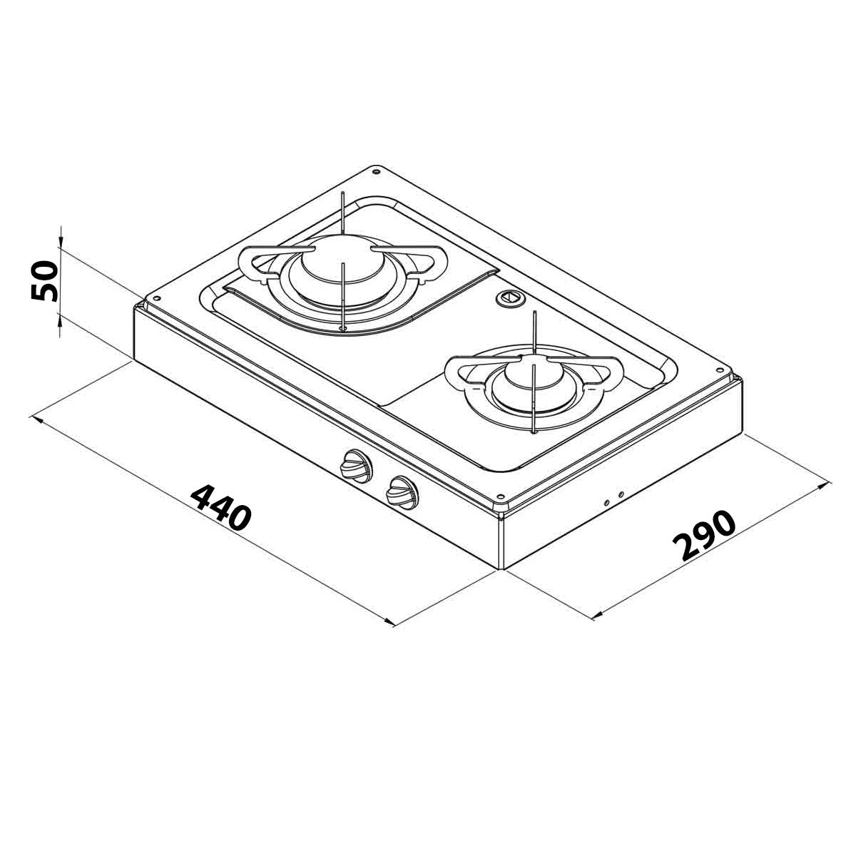 Can Stainless Steel External Hob 2 Burners Model FN1332