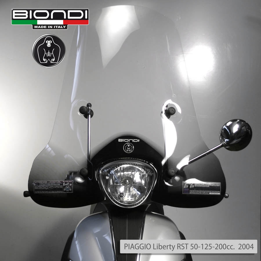 Biondi Parabrezza Club Piaggio Liberty I-GET 50/125/150 cc 2016-2024 con Attacchi